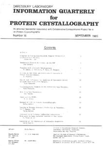 DARESBURY LABORATORY  INFORMATION QUARTERLY for PROTEIN CRYSTALLOGRAPHY An Informal Newsletter associated with Collaborative Computational Project NO.4