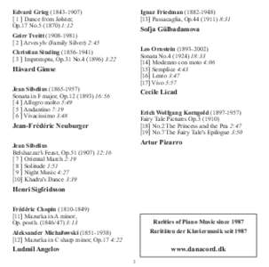 Edvard Grieg ] Dance from Jølster, Op.17 No:12 Ignaz Friedman] Passacaglia, Op:31