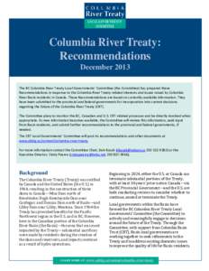 LO CA L G O VE R NM E N TS’ CO M M I TT E E Columbia River Treaty: Recommendations December 2013