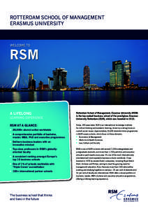 ROTTERDAM SCHOOL OF MANAGEMENT ERASMUS UNIVERSITY WELCOME TO  RSM