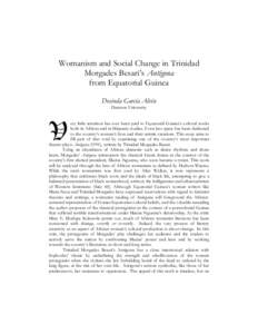 Womanism and Social Change in Trinidad Morgades Besari’s Antígona from Equatorial Guinea