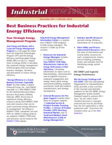 December 2011 • SPECIAL ISSUE  Best Business Practices for Industrial Energy Efficiency Your Strategic Energy Management Program