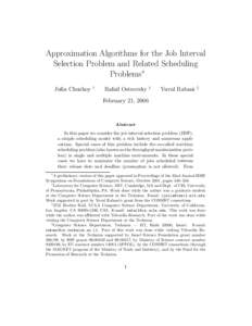 Approximation Algorithms for the Job Interval Selection Problem and Related Scheduling Problems∗ Julia Chuzhoy  †
