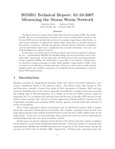 HiNRG Technical Report: Measuring the Storm Worm Network Sandeep Sarat   Andreas Terzis