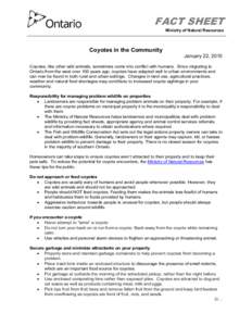 Fact Sheet - Coyotes in the Community - January 22, 2010