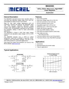 MAQ5282 120VIN, 50mA, Ultra-Low IQ, High-PSRR Linear Regulator Automotive  General Description