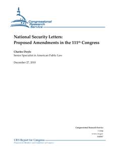 National Security Letters: Propopsed Amendments in the 111th Congress