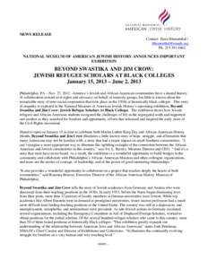 Microsoft Word - Beyond Swastika And Jim Crow Exhibition Announcement Release  - National Museum of American Jewish History.doc