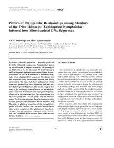 Cladistics 16, 347–doi:clad, available online at http://www.idealibrary.com on Pattern of Phylogenetic Relationships among Members of the Tribe Melitaeini (Lepidoptera: Nymphalidae) Inferre