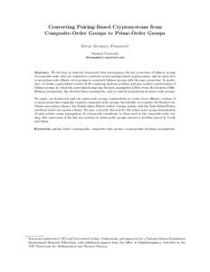 Computational hardness assumptions / Finite groups / Decisional Diffie–Hellman assumption / XDH assumption / XTR / Cyclic group / Subgroup / Group action / BLS / Abstract algebra / Group theory / Algebra