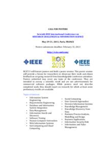    CALL	
  FOR	
  POSTERS	
  	
      Seventh	
  IEEE	
  International	
  Conference	
  on	
  	
  
