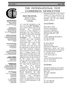 Vol. 9, No. 1  June 1999 THE INTERNATIONAL TEST COMMISSION NEWSLETTER