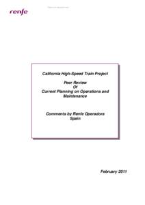 Dirección Internacional  California High-Speed Train Project Peer Review Of Current Planning on Operations and