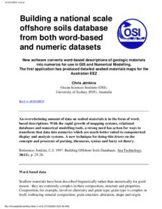 AUSEABED Article  Building a national scale offshore soils database from both word-based and numeric datasets