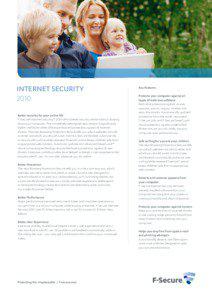 INTERNET SECURITY 2010 Better security for your online life