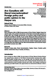 Scholarly Essay  Are Canadians still liberal internationalists? Foreign policy and public opinion in the