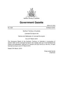 Northern Territory of Australia  Government Gazette ISSN-0157-833X  No. S29