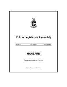 Yukon Legislative Assembly Number 71 2nd Session  HANSARD