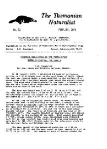 The Tasmanian Naturalist FEBRUARY, 1978 NO. 52