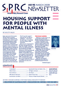No 98 March[removed]Newsletter Housing support for people with mental illness