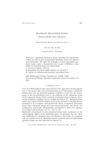 201  Documenta Math. Quadratic Quaternion Forms, Involutions and Triality
