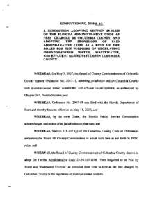 RESOLUTION NOR-53  A RESOLUTION ADOPTING SECTIONOF THE FLORIDA ADMINISTRATIVE CODE AS FEES CHARGED BY COLUMBIA COUNTY, AND ADOPTING
