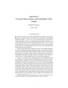 Appendix F: Personal Observations on the Reliability of the Shu琀le Richard P. Feynman June 9, 1986