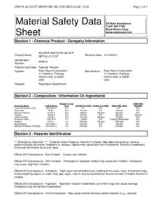 [removed]ACCENT MSPR 6PK SILVER METALLIC 3 OZ  Page 1 of 5 Material Safety Data Sheet