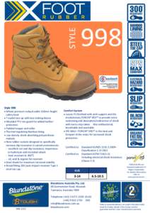 STYLE Style 998  Wheat premium nubuck ankle 150mm height safety boot  7 eyelet lace up with lace locking device
