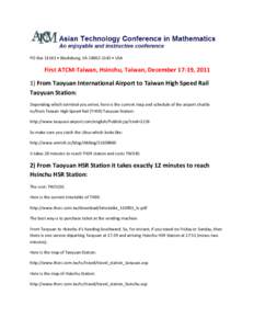 Taiwan High Speed Rail / Hsinchu / Taoyuan Station / Taiwan / Transportation in Taiwan / Hsinchu Station / Rail transport by country