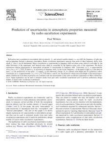 Available online at www.sciencedirect.com  Advances in Space Research[removed]–73 www.elsevier.com/locate/asr  Prediction of uncertainties in atmospheric properties measured