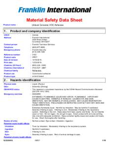 Material Safety Data Sheet Product name : 1.  Unilock Concrete VOC Adhesive