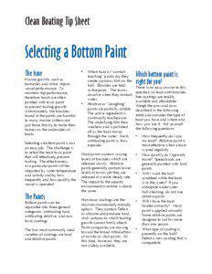 Clean Boating Tip Sheet  Selecting a Bottom Paint