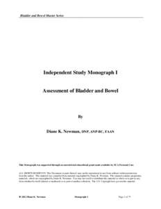 Bladder and Bowel Master Series  Independent Study Monograph I Assessment of Bladder and Bowel