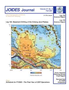 JOIDES Journal  Volume 27, No. 2 FallJoint Oceanographic Institutions
