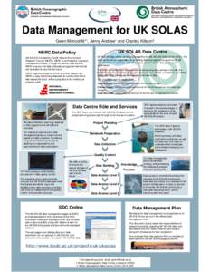 Data Management for UK SOLAS Gwen Moncoiffé*1, Jenny Andrew1 and Charles Kilburn2 NERC Data Policy  UK SOLAS Data Centre
