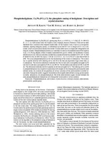 American Mineralogist, Volume 91, pages 1909–1917, 2006  Phosphohedyphane, Ca2Pb3(PO4)3Cl, the phosphate analog of hedyphane: Description and