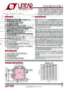 LTC3130/LTC3130-1 – 25V, 600mA Buck-Boost DC/DC Converter with 1.6µA Quiescent Current