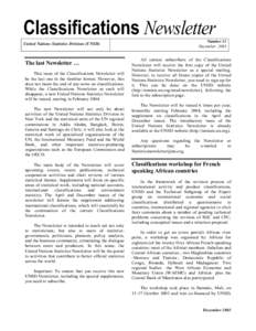Classifications Newsletter no.13 - English