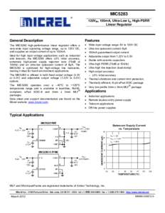 MIC5283 120VIN, 150mA, Ultra-Low IQ, High-PSRR Linear Regulator General Description