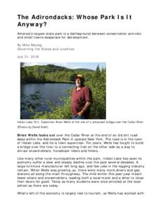 Microsoft Word - In the NewsThe Adirondacks - Whose Park Is It Anyway_