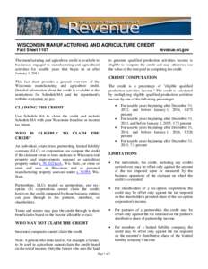 Manufacturing and Agriculture Credit Fact Sheet 1107