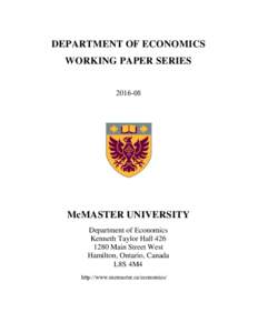 DEPARTMENT OF ECONOMICS WORKING PAPER SERIESMcMASTER UNIVERSITY Department of Economics