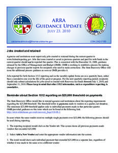 ARRA Guidance Update July 23, 2010 