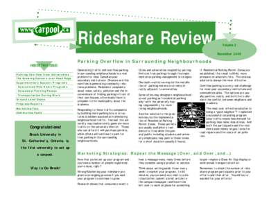 Rideshare Review  Volume 2 November[removed]INSIDE THIS ISSUE: