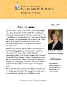 T  Dean’s Corner VOLUME 7, ISSUE 3 MARCH 2014