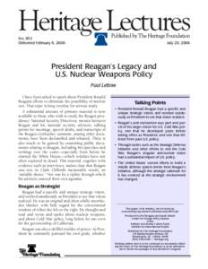 No. 953 Delivered February 6, 2006 July 20, 2006  President Reagan’s Legacy and
