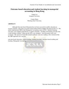 Journal of Case Studies in Accreditation and Assessment  Outcome-based education and student learning in managerial accounting in Hong Kong Gladie Lui Lingnan University