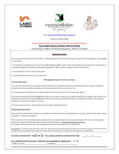 Email.  Telephone ‘Helping people design and construct safe and sustainable buildings’  BUILDING REGULATIONS APPLICATION