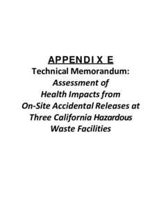 Appendix E. Technical Memorandum: Assessment of Health Impacts from On-Site Accidental Releases at Three California Waste Facilities